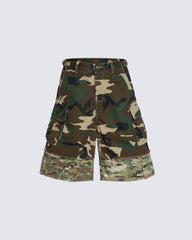 American Style Layered Camouflage Cargo Wide Shorts