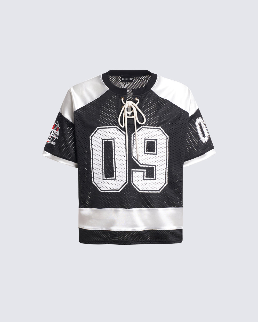 American Retro Trendy Mesh Lace-Up Printed Jersey