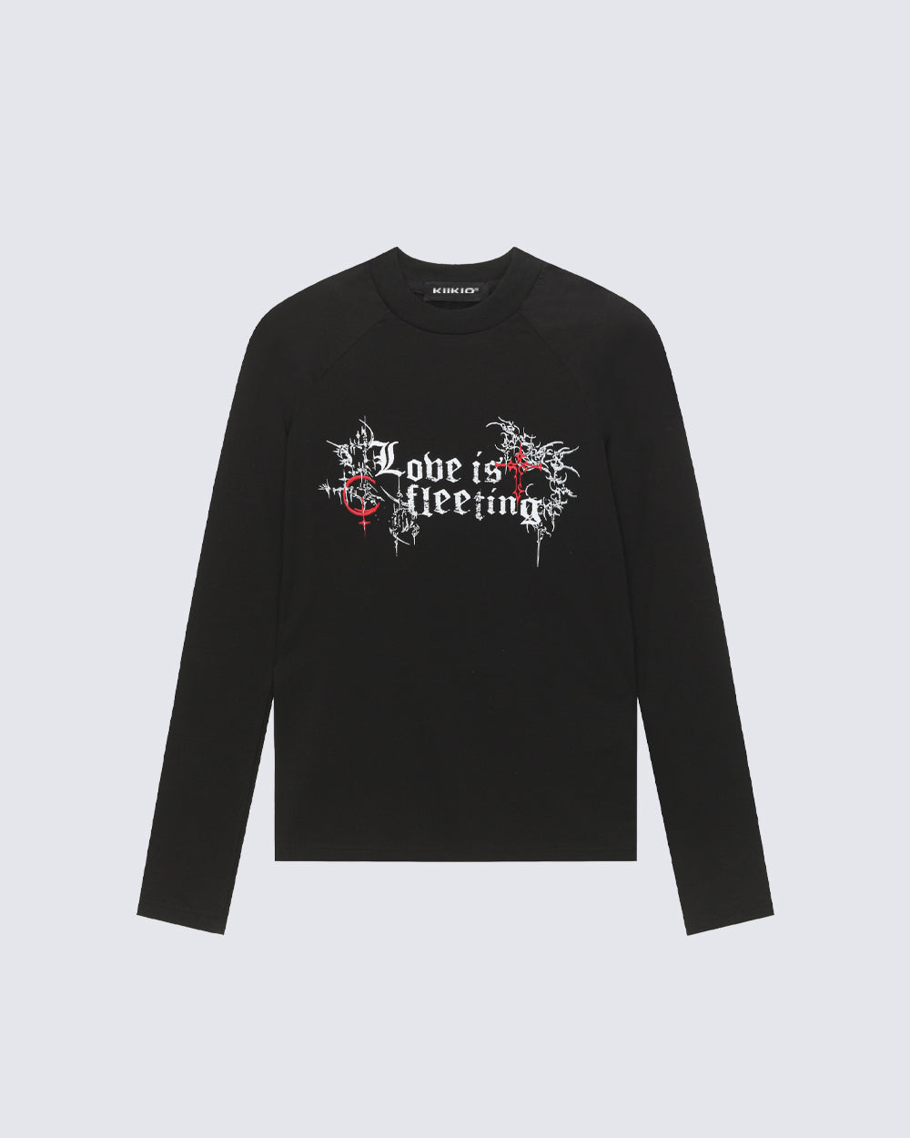 Gothic Graphic Long Sleeve Tee With Lettering