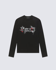 Gothic Graphic Long Sleeve Tee With Lettering