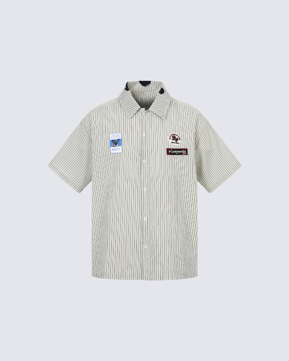 Y2K Embroidered Patch Print Turn-Down Short Sleeve Shirt