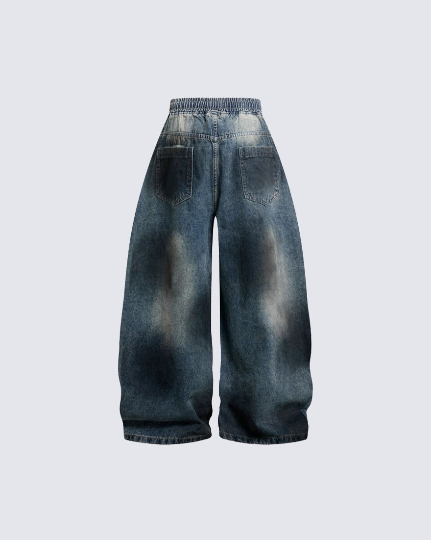 Vintage Washed Wide-Leg Denim Pants