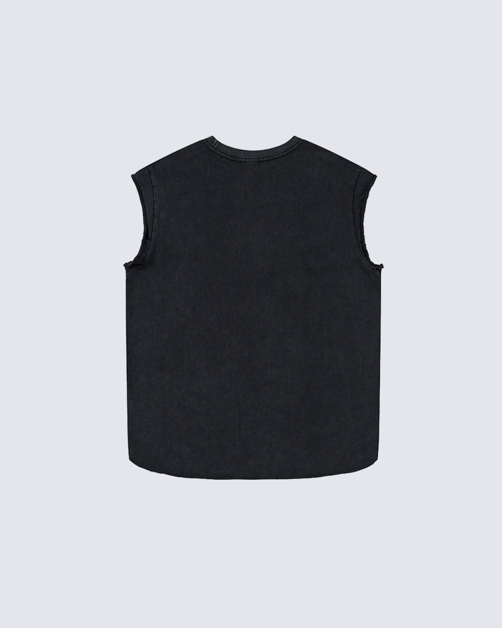 Distressed Denim Cross Print Sleeveless Vest