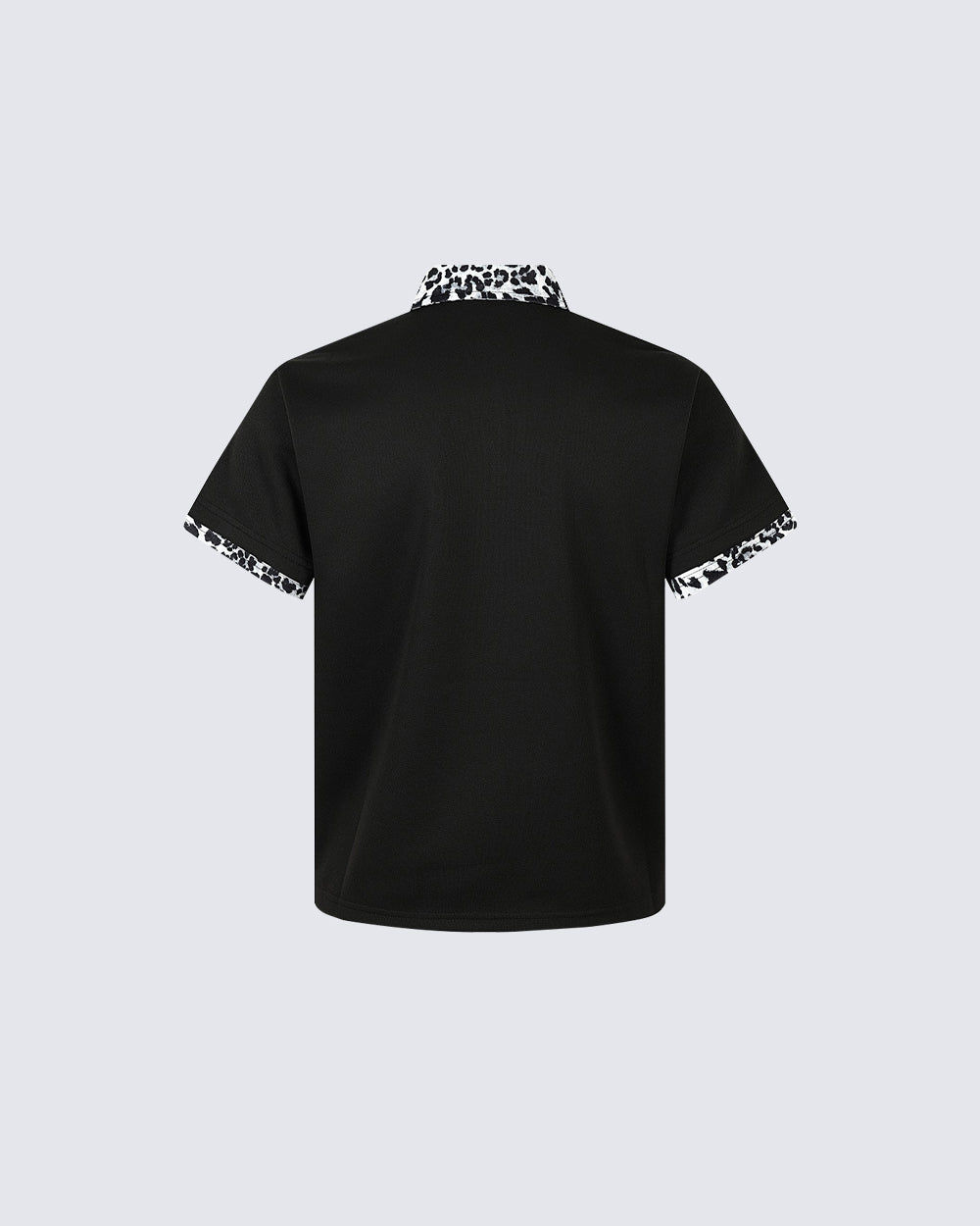 Graphic Print Leopard Collar Polo