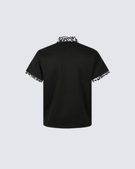 Graphic Print Leopard Collar Polo