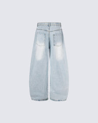 Distressed Strap Wide-Leg Jeans