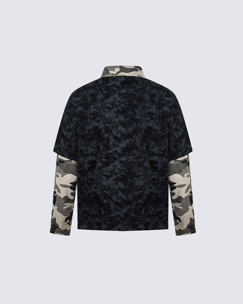 Camouflage Layered Long-Sleeve Polo Shirt