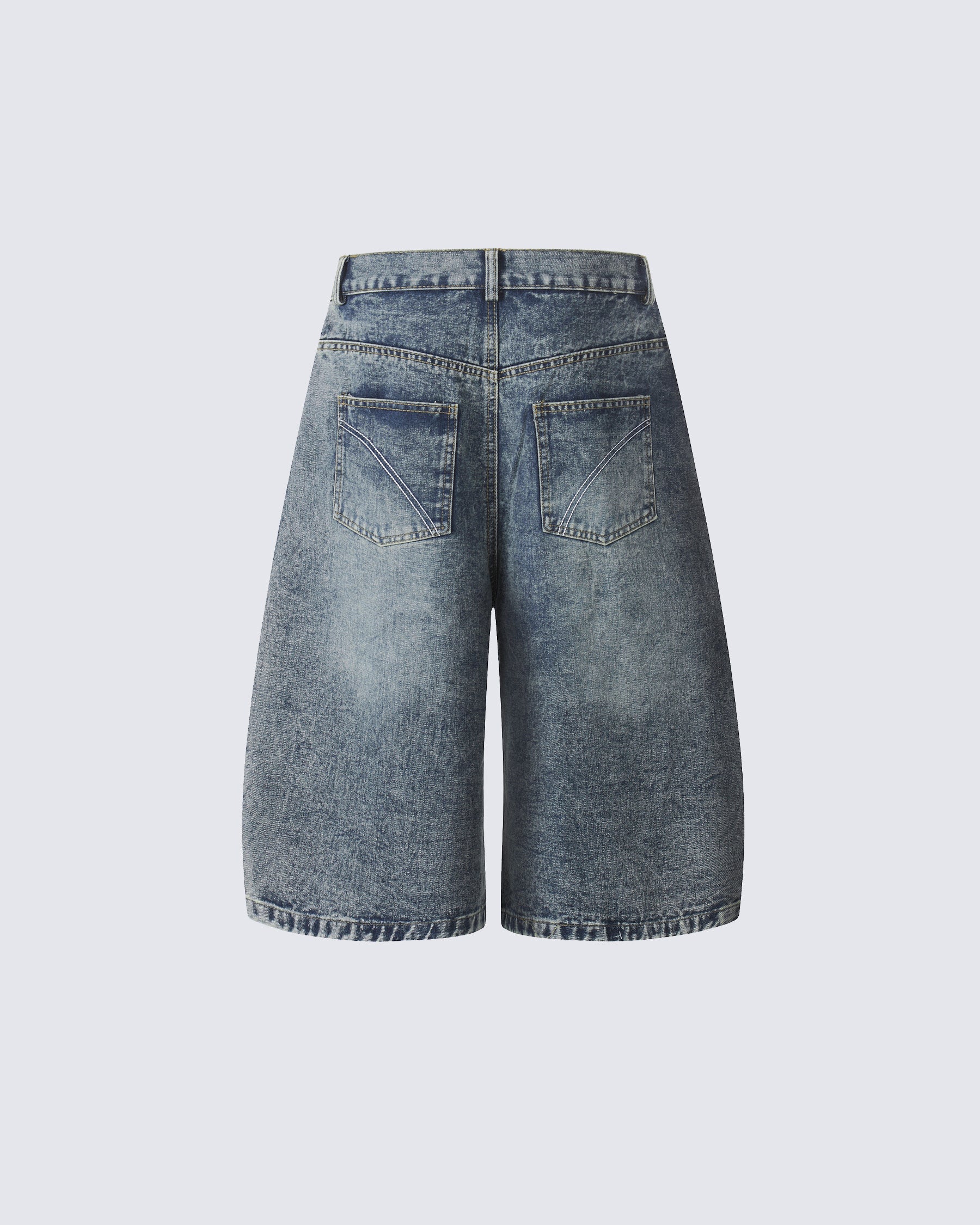 Retro Washed Studded Denim Capri Pants