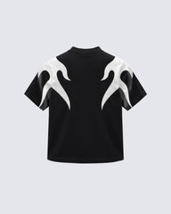 Abstract Flame Graphic Short Sleeve Top
