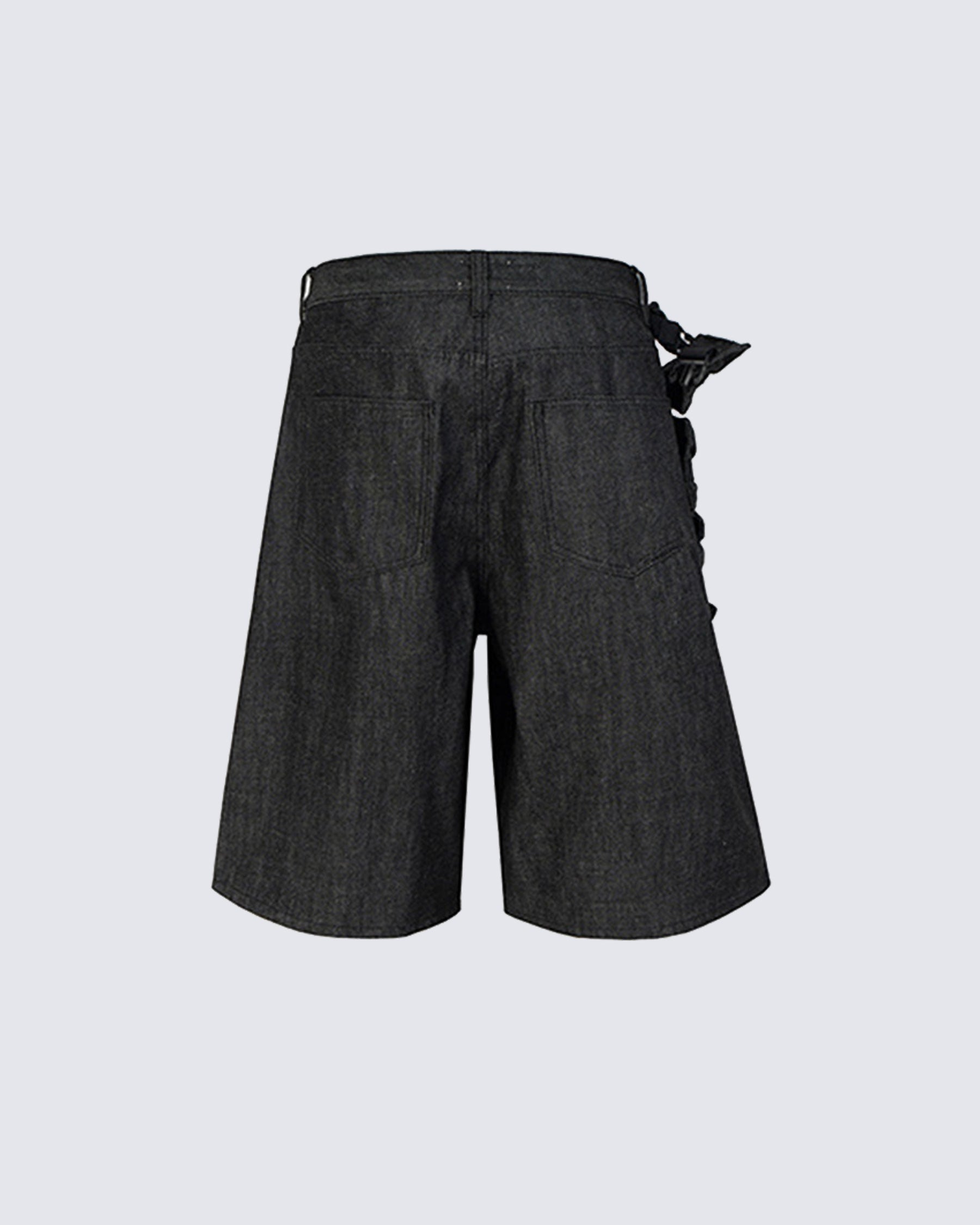 American Street Style Tactical Functional Denim Shorts