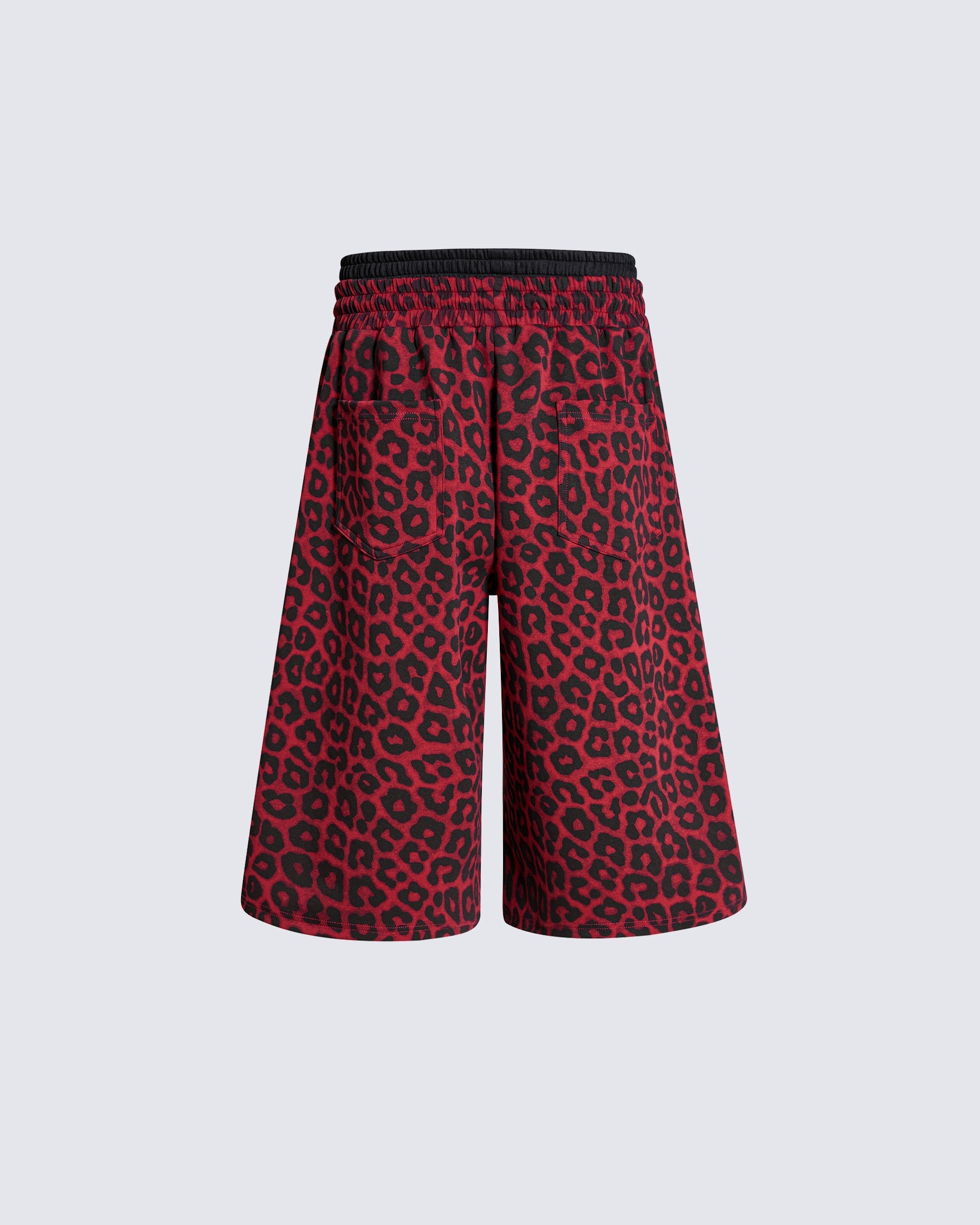 American High Street Style Leopard Print And Letter Print Capri Pants