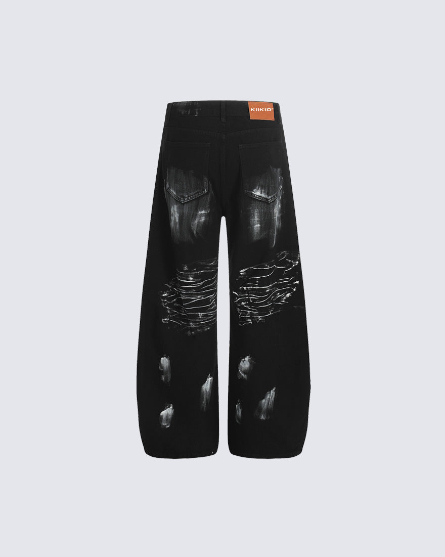 Gothic Streetwear Painted Star Wide Pants