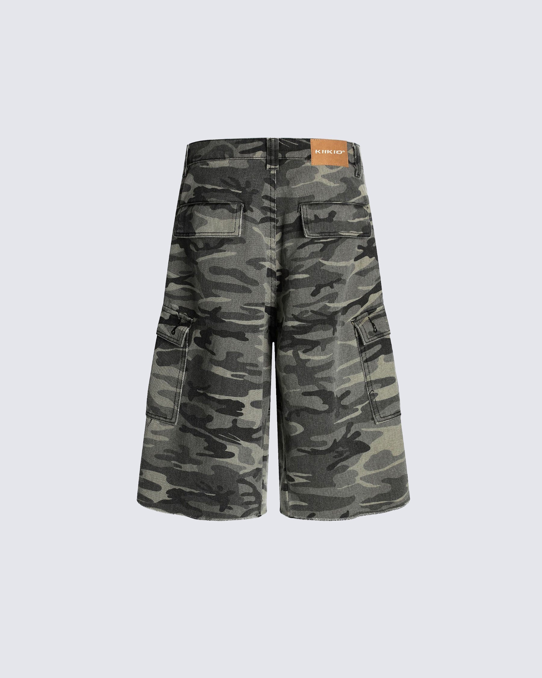 Camouflage Distressed Cargo Shorts