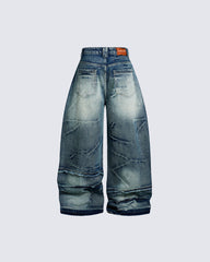 American-Style Distressed Casual Pleated Jeans