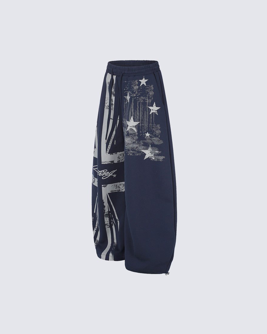 American Retro Trendy Brand Curved Wide-Leg Pants