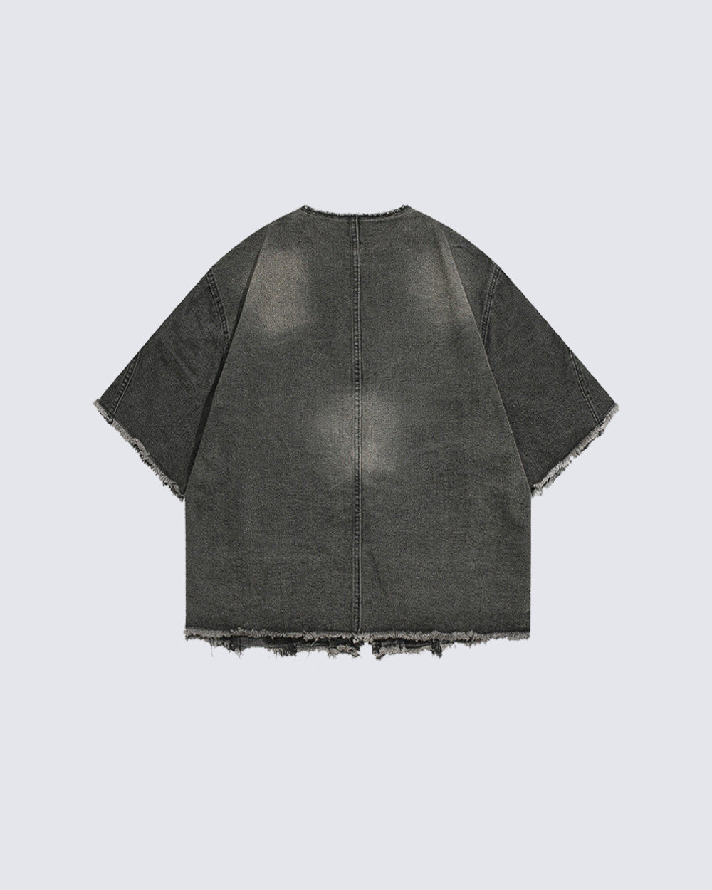 American Retro Tie-Dye Washed Short Denim Shirt