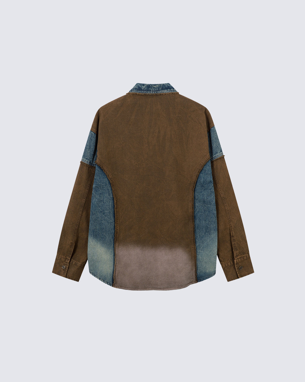 American-Style Gradient Color-Blocked Denim Top