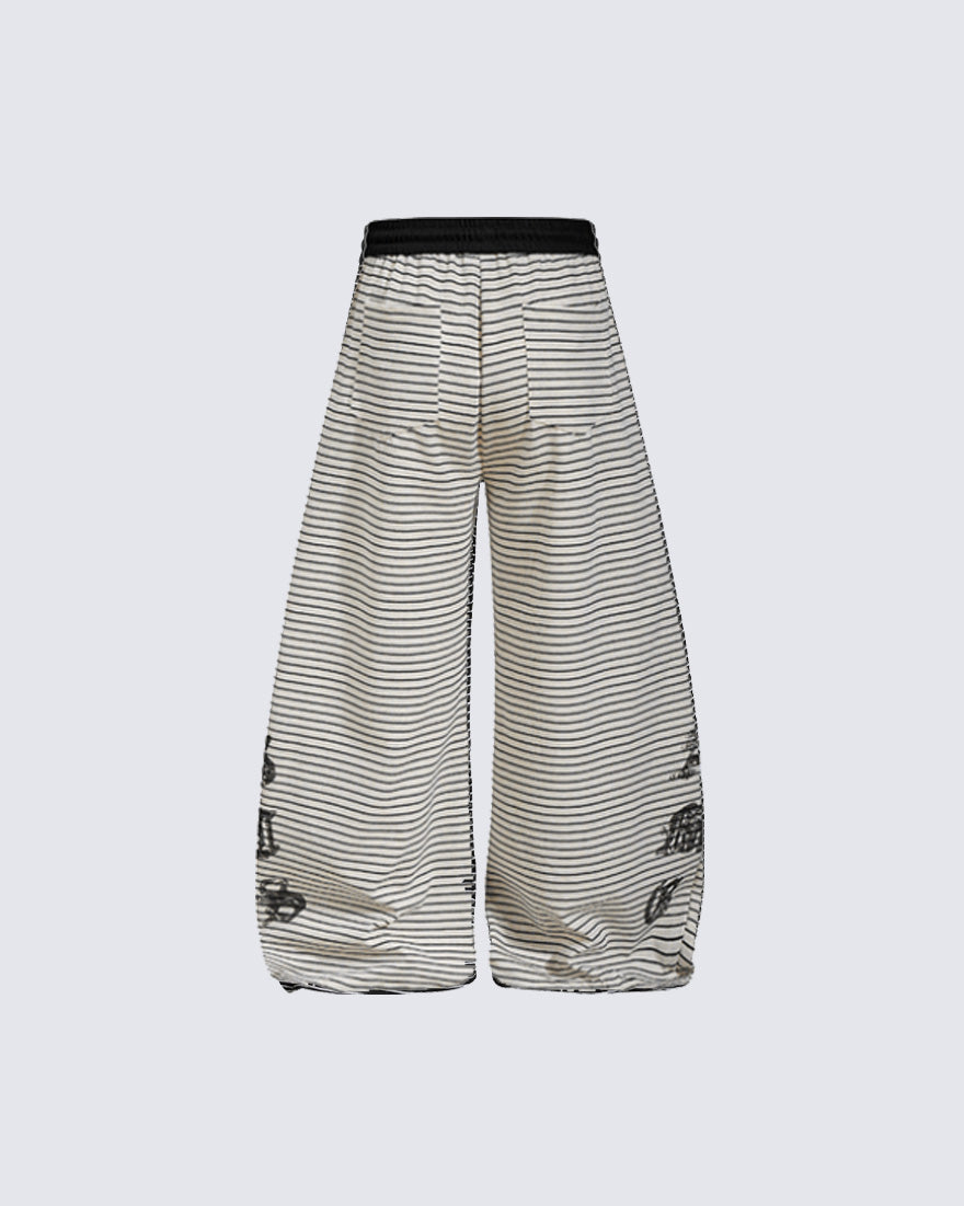 Striped Gothic Graphic Wide Pants