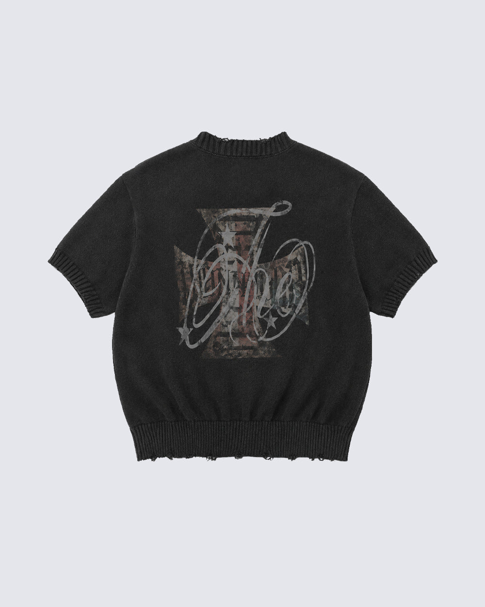 American Retro Cross Print Short-Sleeved Shirt