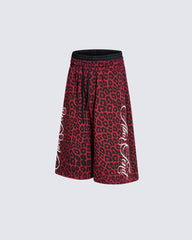 American High Street Style Leopard Print And Letter Print Capri Pants