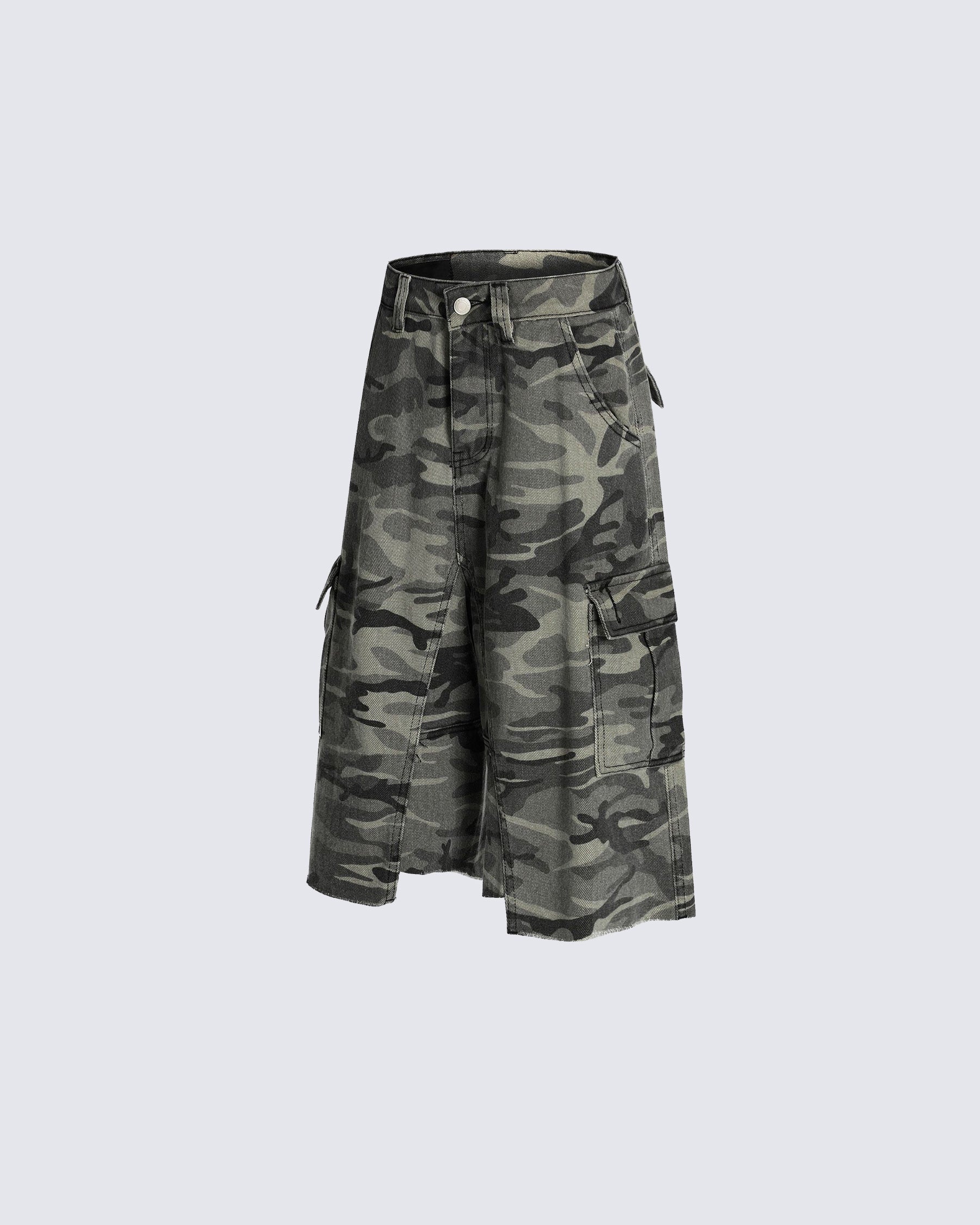 Camouflage Distressed Cargo Shorts