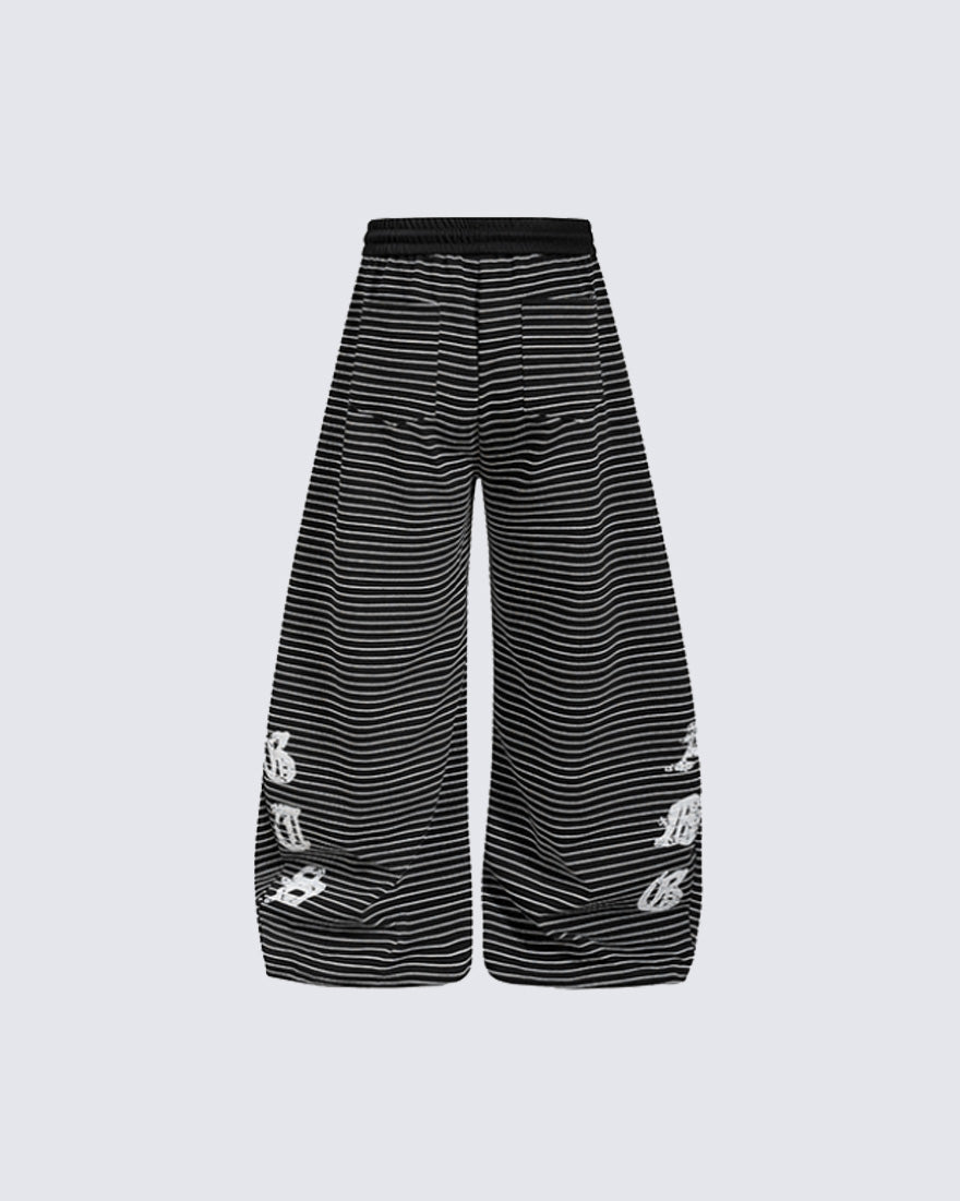 Striped Gothic Graphic Wide Pants