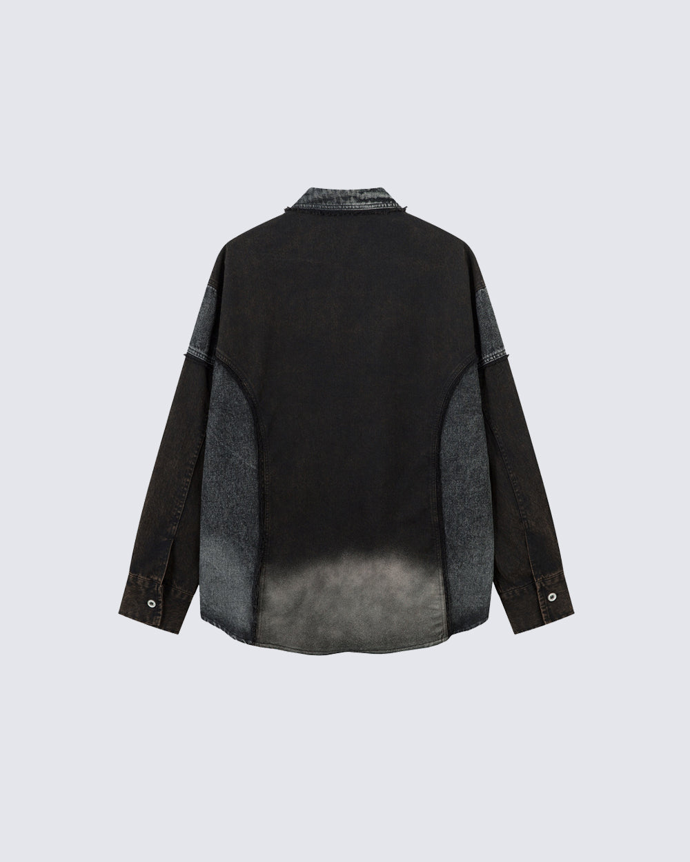 American-Style Gradient Color-Blocked Denim Top