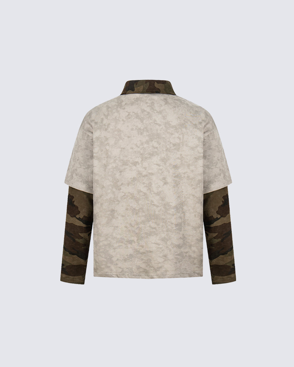 Camouflage Layered Long-Sleeve Polo Shirt