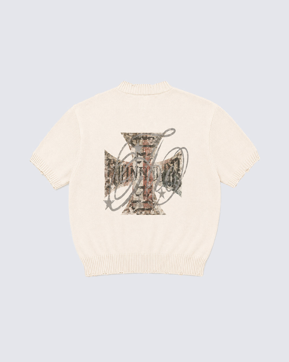 American Retro Cross Print Short-Sleeved Shirt