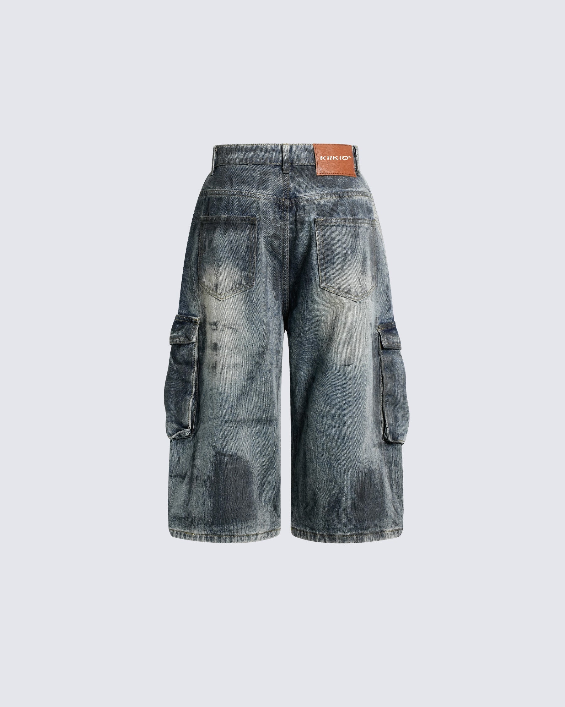 Distressed Workwear Denim Capri Pants