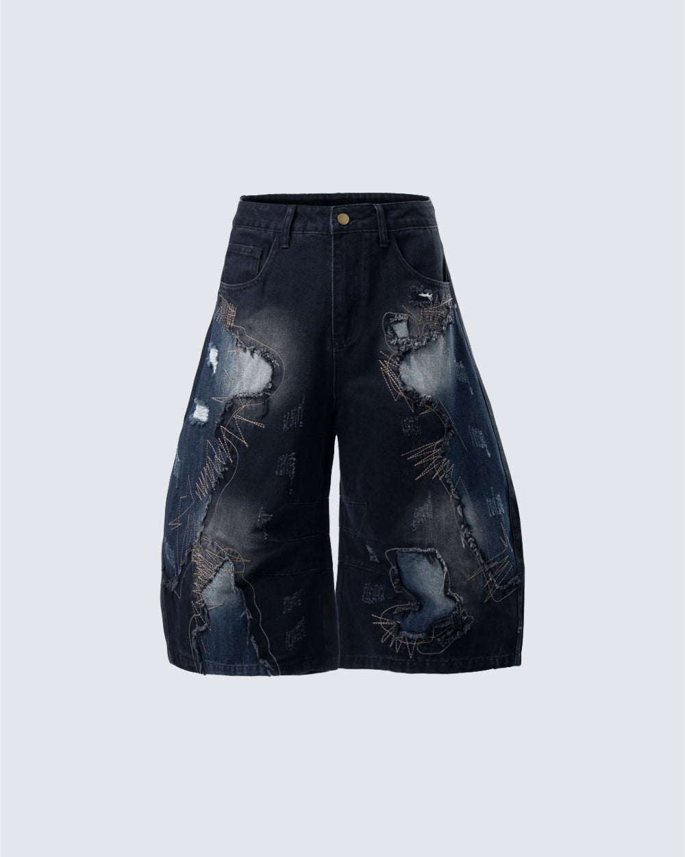 Distressed Wasteland Patchwork Deconstructed Shorts