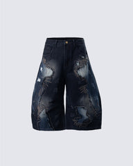 Distressed Wasteland Patchwork Deconstructed Shorts