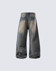 Distressed Washed Baggy Denim Pants