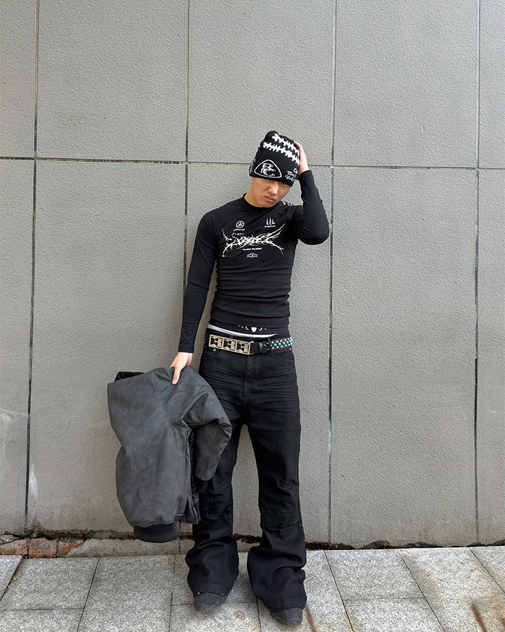 Sport Graphic Mock Neck Long Sleeve Tee