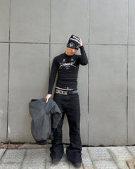 Sport Graphic Mock Neck Long Sleeve Tee