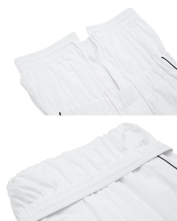 Sporty Deconstructed Elastic-Waist Casual Pants