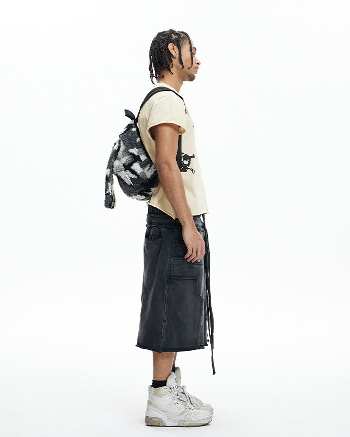 Deconstructed Washed Cropped Football Pants New
