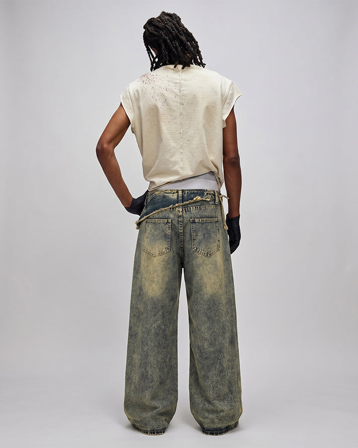 Vintage Deconstructed Patchwork Denim Pants