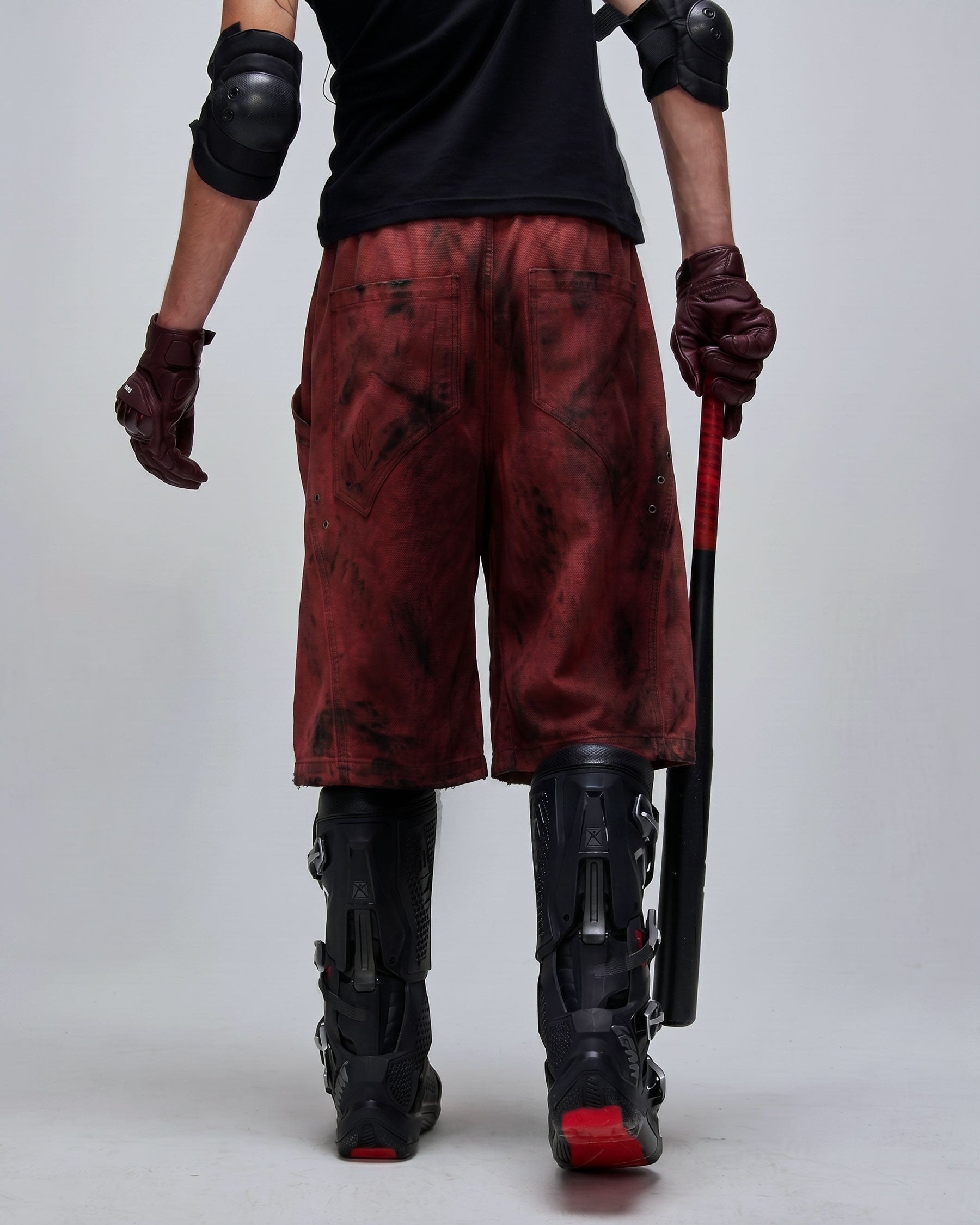KIIKIO -New Washed Distressed Panel Drawstring Shorts