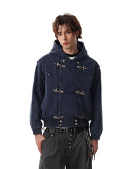 New Arrival Hooded Buckle Denim Jacket