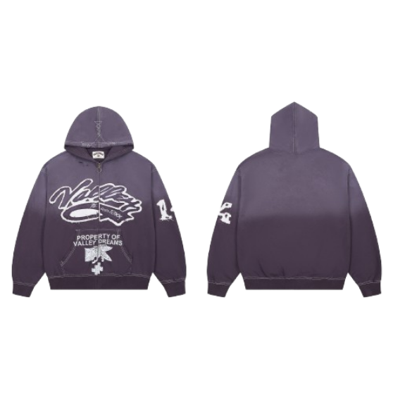 Vale Forever Property Of Valley Dreams Graffiti Zip‑Up Hoodie Purple