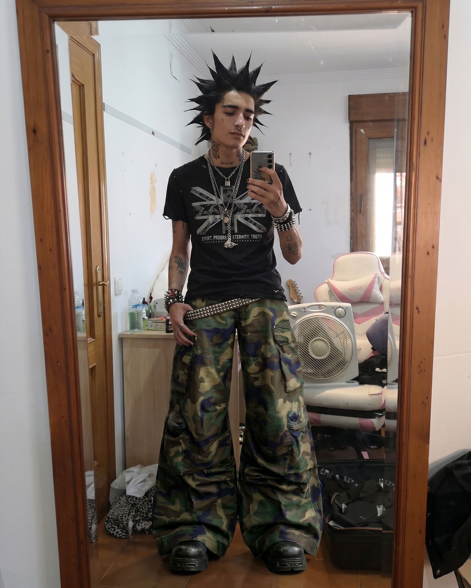 KIIKIO-New Y2K Camo Multi-Pocket Wide Leg Cargo Pants