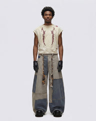 Color-Block Irregular Curve Patchwork Jeans