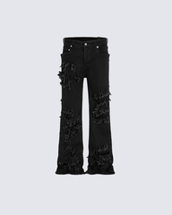 KIIKIO Grunge Black Distressed Jeans