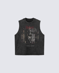 Graphic Sleeveless T-shirt with Skull Print