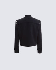 Gothic Buckle Strap Cropped Jacket