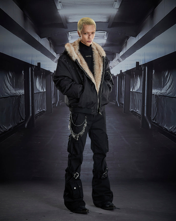 Multi-Pocket Buckle Cargo Flare Pants