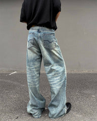 Vintage Washed Straight-Leg Jeans