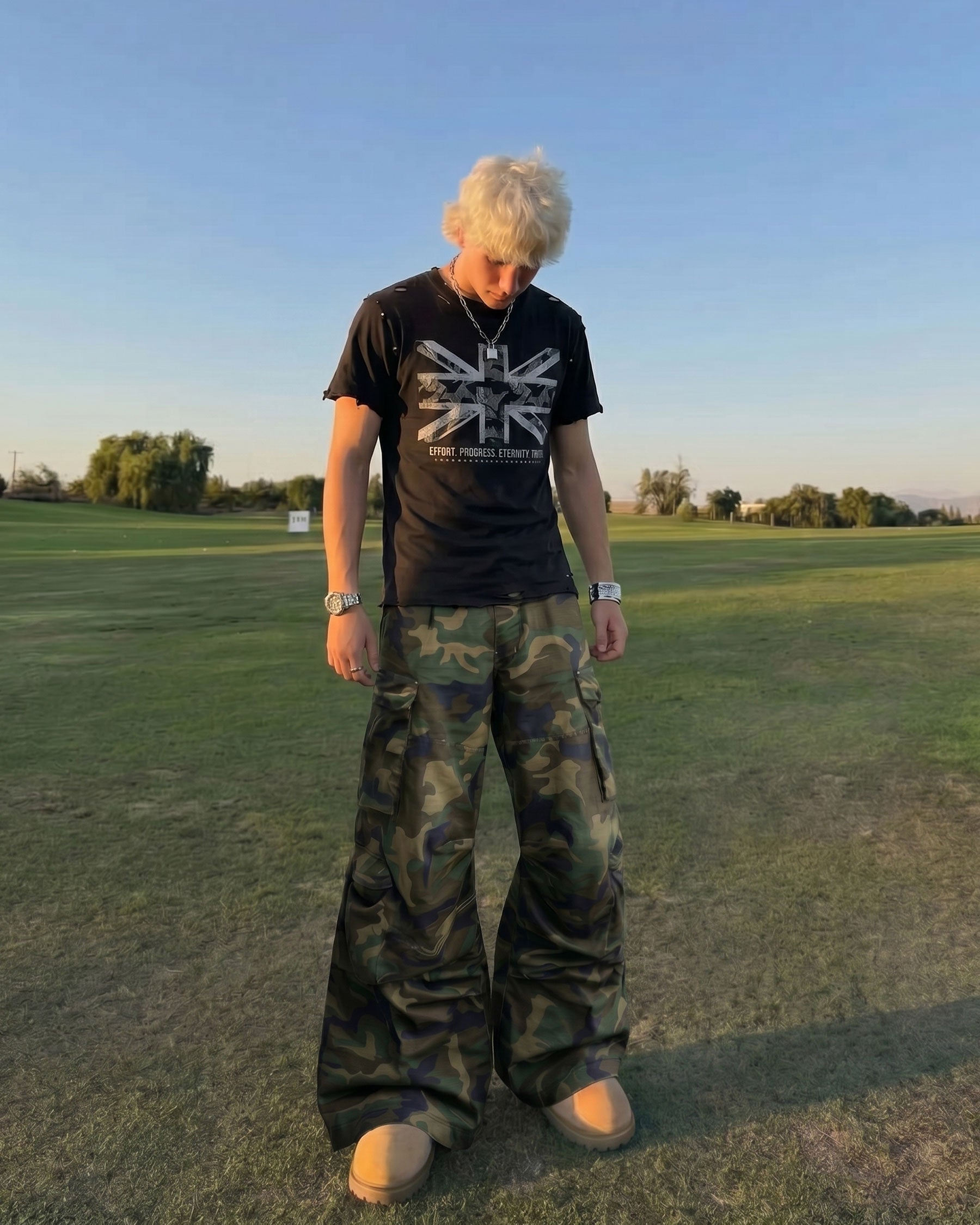 KIIKIO-New Y2K Camo Multi-Pocket Wide Leg Cargo Pants