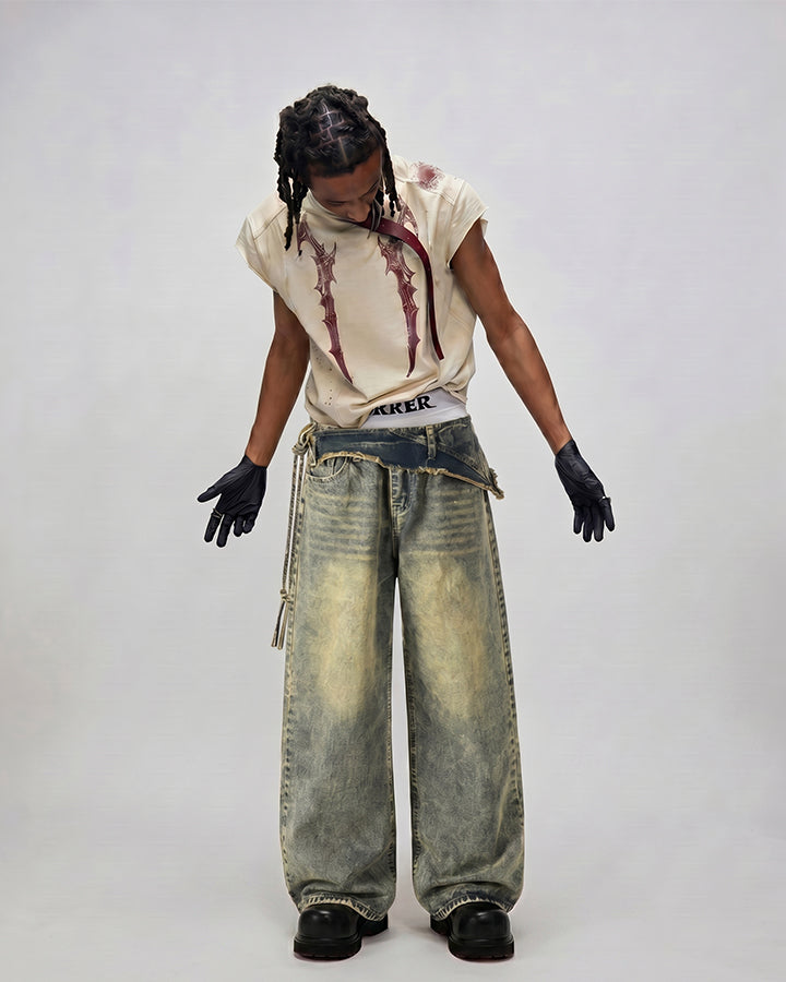 Vintage Deconstructed Patchwork Denim Pants